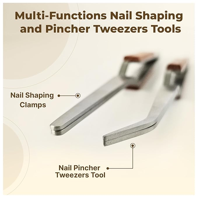 Multi-Functions Nail Shaping and Pincher Tweezers Tools -2PCS Nail Shaping Tool Kit- Nail Shaping Clamp – Professional Nail Tool for Acrylic & Gel Nails-Reusable Nail Shaper- Nail Art Tool