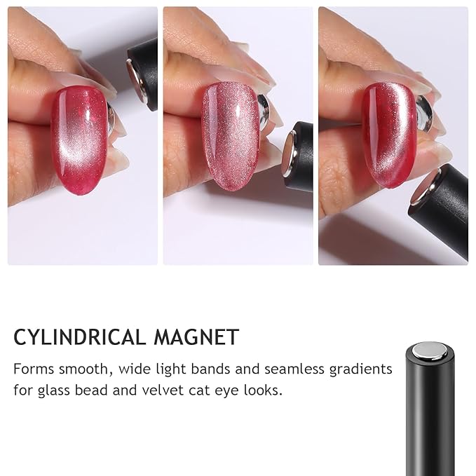 4-in-1 Cat Eye Nail Magnet Set, Y-Shaped Magnet & Double-Ended Magnetic Wand with Square Nail Art Magnet Tool for Magnetic Gel Polish, Multifunctional Manicure Salon Supplies