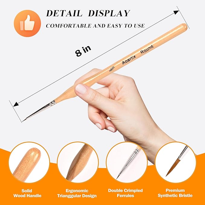 Miniature Brush Dry Brushes, Aoartix 15 Pcs Model Paintbrush Set for Acrylic Oil Watercolor Face, Detail Dry Brushes for Models Miniatures Small Digital Crafts Painting Supplies- Triangular Handles