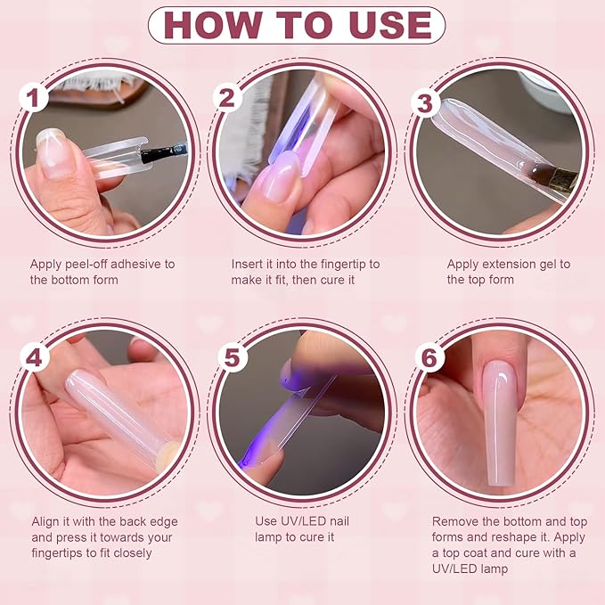 240 PCS Sandwich Nail Dual Forms, Nail Extension Kit for Beginner & Professional, 14 Sizes Dual Form for Polygel and Builder Gel, Salon and Home DIY Nail Art Tools (Trapezoidal)