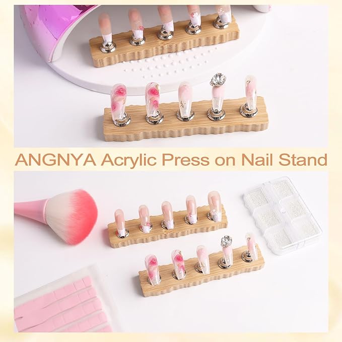ANGNYA Nail Stand for Press on, 2 Set Super Magnetic Nail Holder for Painting Nails Nail Stand for Painting Nails Nail Display with 96 Pcs Reusable Sticky Putty for Nail Art Display Home & Salon Use