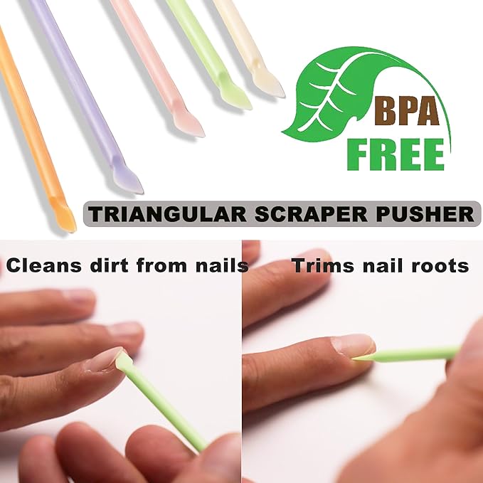 30Pcs Plastic Cuticle Pusher, Small Dual-end Dead Skin Nail Pusher Nail Dirt Cleaner Tool Gel Polish Remover Tool, Gentle Plastic Pusher, Manicure Tool