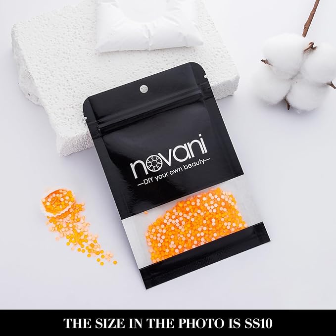 Novani 3000 Pieces Flatback Rhinestones Glass Round Gems Neon-Orange Crystals for Nail Art DIY Crafts Clothes Shoes,SS10,2.7-2.9mm