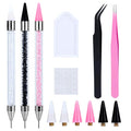 14 Pcs Rhinestone Picker Tool Nail Art Design Bedazzling Dotting Tool Rhinestone Applicator Diamond Jewel Gem Picker Tool With Wax Pencil and 2 Nail Art Tweezers