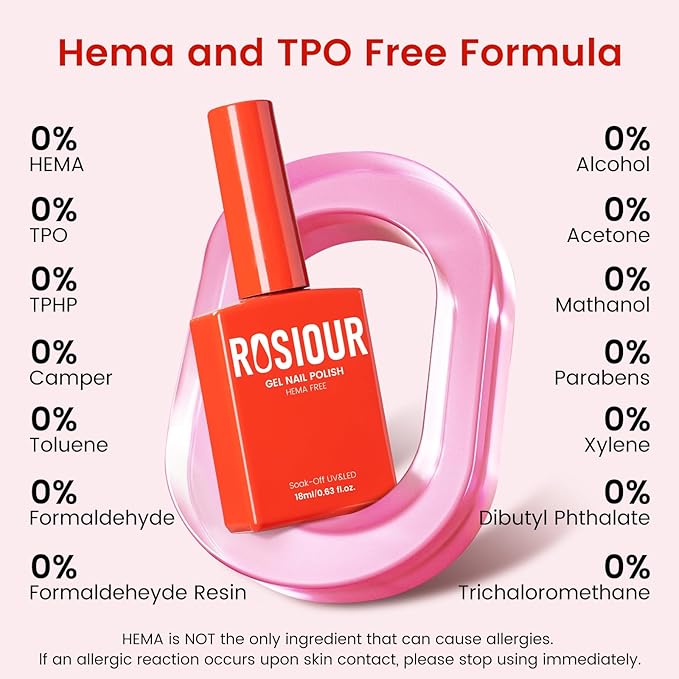 6PCS 18ml Gel Nail Polish Set- Hema Free Orange Scarlet Red Soak off Gel Polish Set with Swatch Board- Flame Burgundy Red Gel Colors Nail Art Manicure Salon DIY at Home for Women Girl