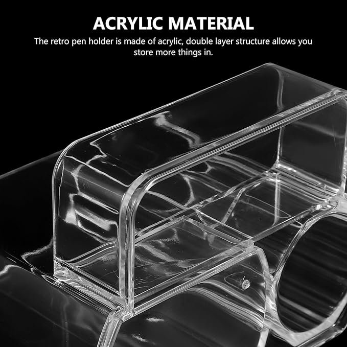 Nail Tool Organizer Box Compact Acrylic Desktop Storage Case with Divided Compartments for Grinding Machine Bits Manicure Brushes Cosmetics Holder