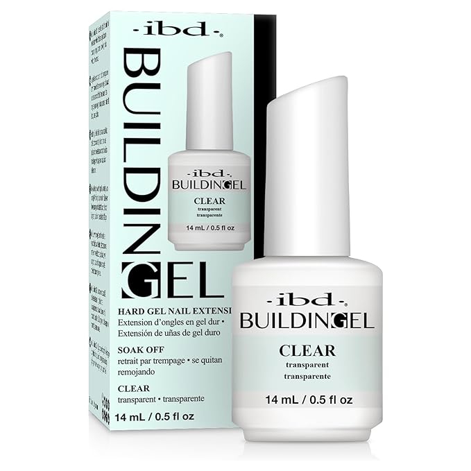 IBD Building Gel Clear – Hard Builder Gel for Nails Extensions, Soak-Off UV/LED for Sculpting & Strengthening, Nail Enhancement Gels, 0.5 oz