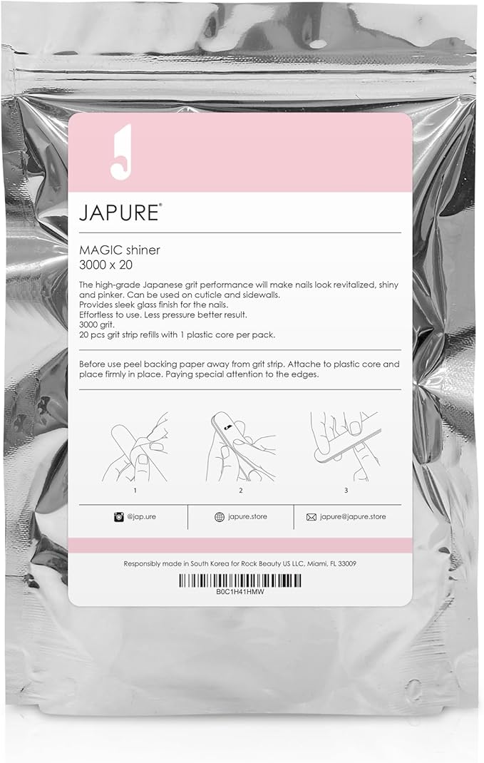 Magic Shiner Professional Nail File - 3000 Grit Ultra Fine Buffer, 20 Pcs Bulk Pack - Salon Quality Polishing Tool for Mirror Glass Shine on Natural Nails