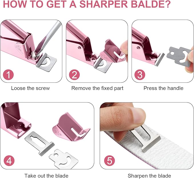 Mudder Acrylic Nail Clippers Kit False Nails Tips Cutter Professional Cuticle Trimmer Nipper Cutter Pusher Remover Stainless Steel Manicure Pedicure Art Tools Set Salon Home(Pink Rose)