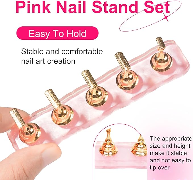 Pink Nail Stand For Press Ons, Nail Holder For Painting Nails With A Heart Shape Acrylic Nail Stand, Easy-To-Clean Press On Nail Stand Nail Art Practice Nail Dispaly Home DIY Salon Supplies