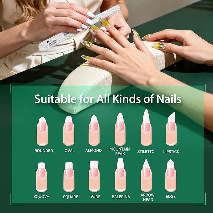 Maryton Disposable Professional Nail Files, 6.5’’ L x 0.5’’ W Teardrop Shape, 100/180 Grit Thin Emery Boards for Nails Manicure Pedicure Tools 50Pcs