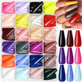 AddFavor Coffin Press on Nails Long, 576pcs Coffin Fake Nails Full Cover Long Glossy Ballerina Nails Press on Acrylic False Nail Tips 24 Colors for Women