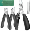 Upgrade Large Toenail Clippers for Thick Nails for Seniors Non-Slip Long Handle, Slanted Eagle Beak Angled Nail Clippers, Wide-Mouth Splash-Proof Curved Precision Ingrown Nail Cutter for Men Women