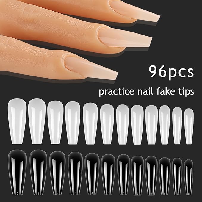 5pcs Silicone Practice Fingers For Acrylic Nails, Soft Fake Finger With 96pcs Nail Tips For Nail Training Flexible Nail Practice Mannequin Finger Reusable Manicure Kit For Beginners