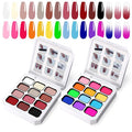 Gradient Painting Gel Set, 24 Bright Pink Blue Colors Ombre Gel Nail Polish for Pigment Pat Nail Gel Kit, Silky Texture, French Manicure DIY Nail Art, No-wipe Soak of UV