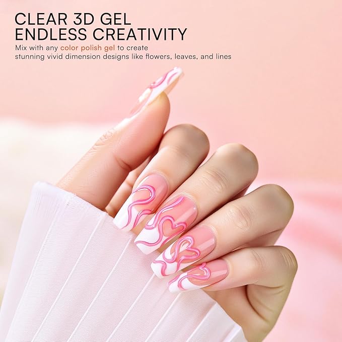 Makartt 3D Gel Nail Art & Chrome Nail Powder Kit: Clear 3D Sculpting Gels for Chrome Powder, 3D Painting No Wipe for Gel Polish, 3D Gels with Gold Silve Nails Chromes for Nails Art Home & Salon DIY