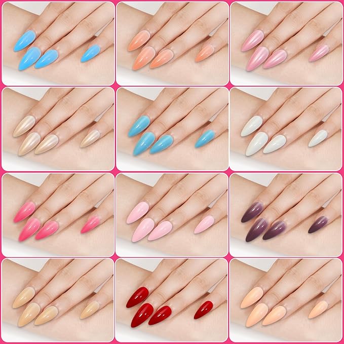 24 Colors Medium Almond Press on Nails Set, 576PCS Bulk Glossy False Nails with Tabs, 12 Sizes Full Cover Acrylic Fake Nails for Women, Long Lasting DIY Nail Art Kit