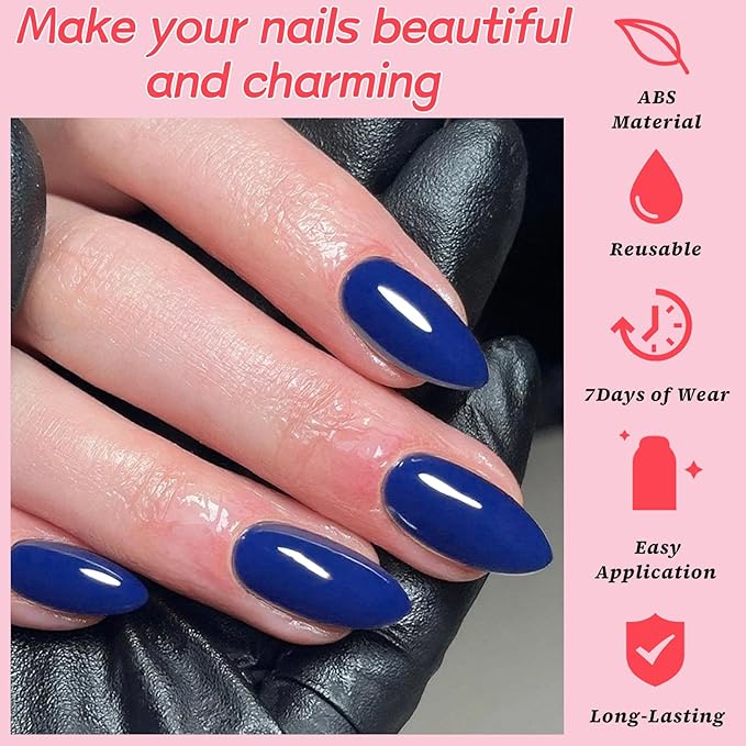 120pc Blue Almond Press on Nails Short Fake Nails Press ons for Women Acrylic Nails Press on Nails&Glue Tabs, Short Blue Press on Nails Almond False Nail Tip Stick on Artificial Fingernail