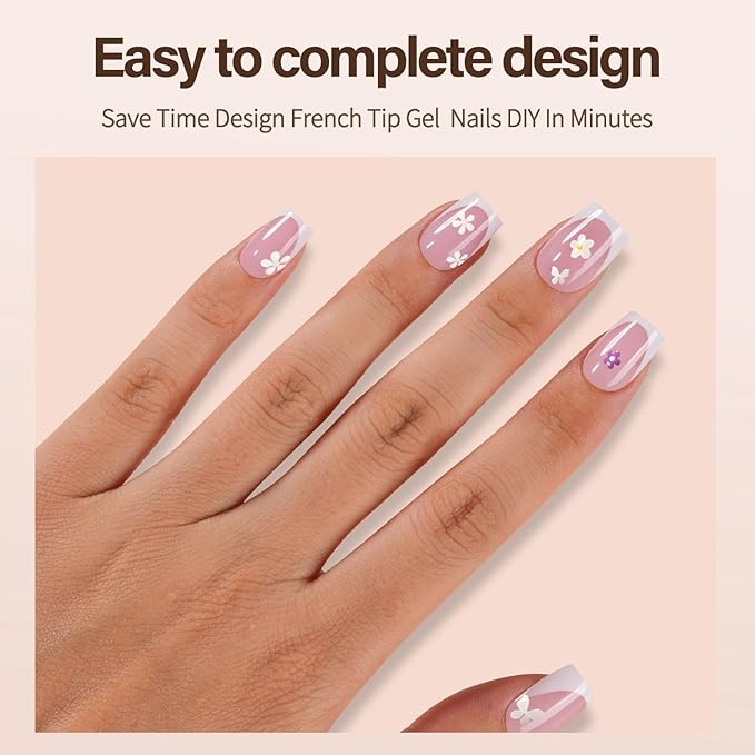 150Pcs French Gel Nails, Vansiho French Tip Press on Nails Pink, Short Square Soft Gel Nails False Nail for Nail Art DIY 15 Sizes