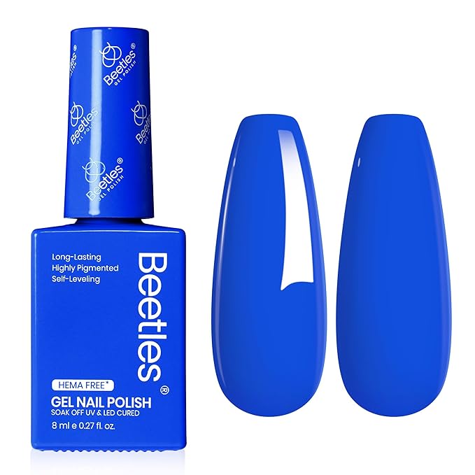 Beetles Blue Gel Polish - Hema Free Abyss Halo Blue Gel Nail Polish, Soak off UV Led Lamp Spring Nails Art Colorful Bottle Manicure Gifts for Women