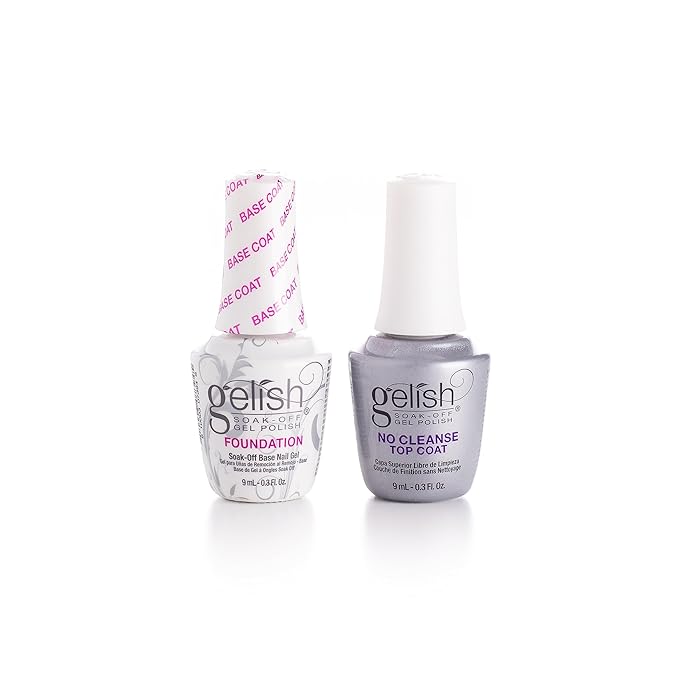 Gelish MINI 9mL Essentials Value Pack – LED/UV Cure, Long-Lasting, Chip-Resistant, Professional Gel Nail Kit for Manicures (No Cleanse Top Coat & Foundation Base Coat Duo)