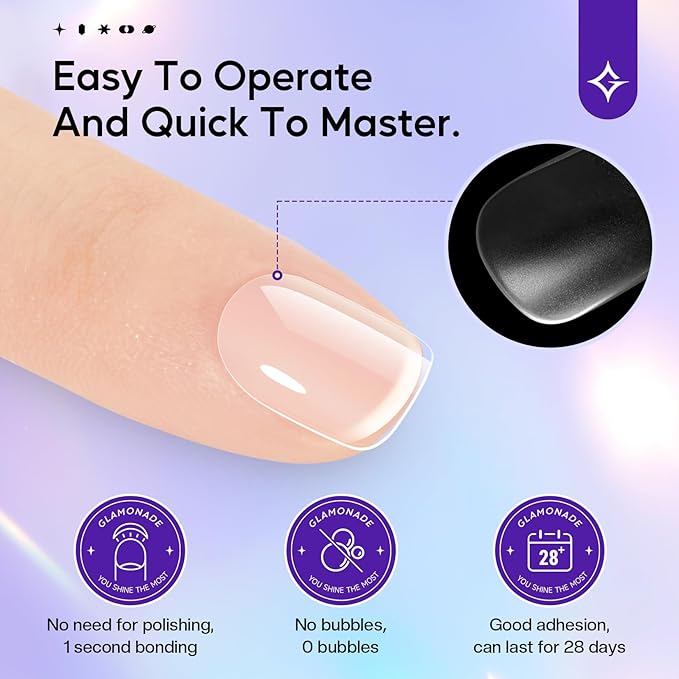 Press On Nails Extra Short Square - 312pcs Gel Tips Full Cover Extension Pre-Shape Fake Acrylic DIY 12 Sizes