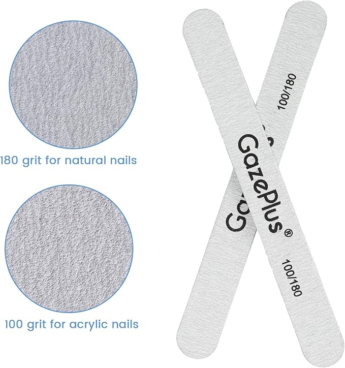 Nail Files, 50 PCS Fingernail Files 7" Long 100/180 Grit Emery Boards for Nails Professional Nail File Bulk Washable Suitable for Both Acrylic and Natural Nails Zebra