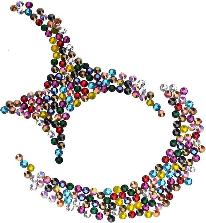 1020Pcs Hot Fix Glass Flatback Rhinestones HotFix Round Crystal Gems 6MM (12 Mixed Colors, 6mm SS30)