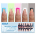 French Tip Press on Nails, 150pcs Square Long Soft French Gel Nail Tips in 15Sizes, 3 in 1 Pre-lasting Acrylic Fake Nails, No Need to File False Nail Tips Extension for Women Girl Nails DIY