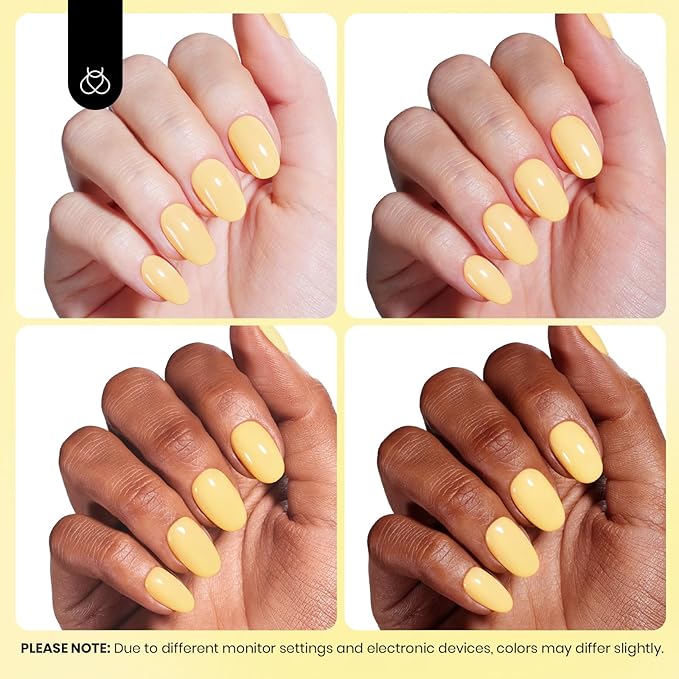 Beetles Yellow Gel Polish - Butter Time, Hema Free Pastel Yellow Gel Nail Polish, 8ML/0.27Fl Oz Soak Off UV LED Lamp Pastel Nails Art, Long-Lasting Manicure Salon DIY Home Easter Spring Nails
