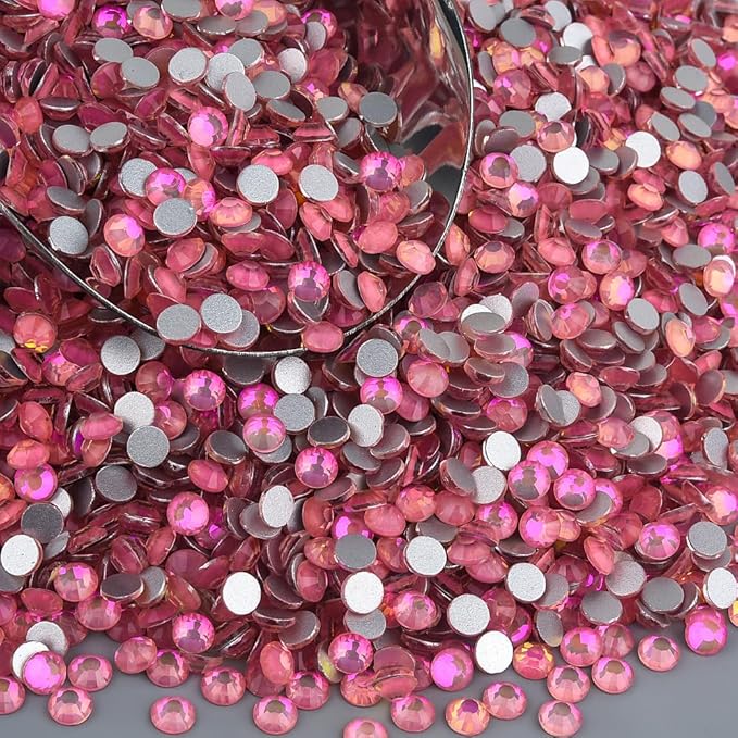 Blinginbox Rhinestones for Crafting,Flatback Rhinestones Glass Gems Stones Round Gemstones Non-Hotfix Crystal for Crafts Nail Decoration,Pink Rose Crystal(3.8-4.0mm) SS16/1440pcs
