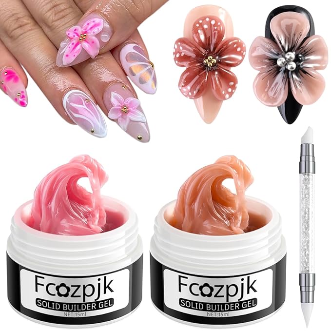 Solid Builder Nail Gel, Nude Pink & Skin Color, Non-Sticky Hard Gel for Nails, 3D Sculpting, Extension, Salon Supplies