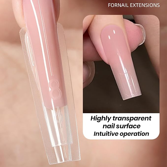 Sandwich Nail Dual Forms - 240Pcs | Almond Round Shape Nail Extension Kit with Alignment Guides | Reusable Mold for Builder Gel & Polygel (Long coffin shape)