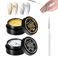 20g/0.7oz Elastic Drawing Spider Nail Gel, GelS Paint for Nails Art Wire Drawing Nail Gel for Line with Brushes for Nail Ar (2EDS-GoldSliver)