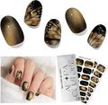 Semi Cured Gel Nail Strips with 30 Pieces - UV Gel Stickers, Manicure Kit, Easy Application Wraps Includes Prep Pads, Nail File, Wooden Stick - UV Light Required (Golden Flutter)