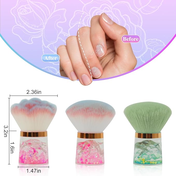 Nail Dust Brush for Nails, Nail Arts Dust Powder Remover Brush, Dust Collector Brush, Blush Brush, Makeup Brushes Acrylic Nail Tools (Rose)