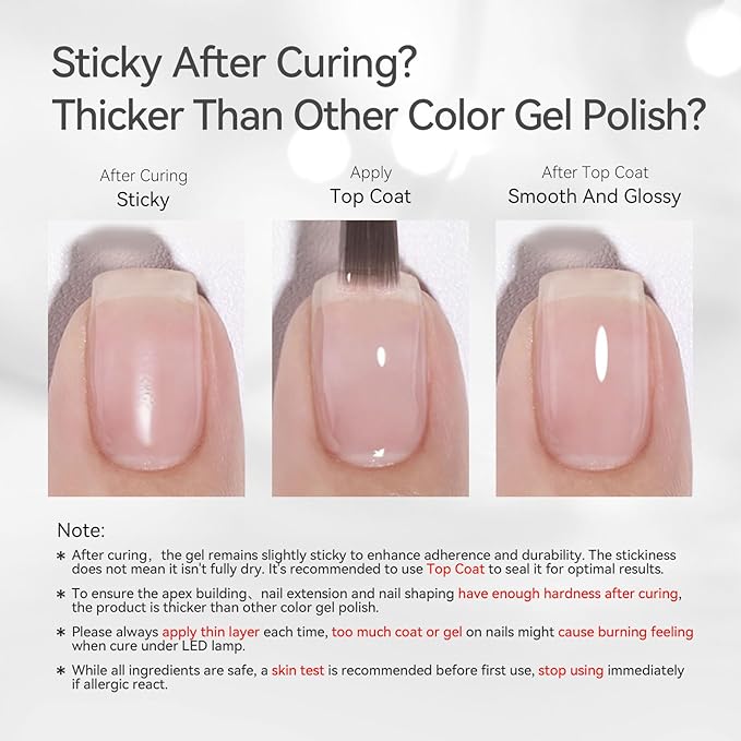 Born Pretty Builder Gel for Nails, 8-in-1 Milky Nude Natural Clear Builder Nail Gel for Apex and Extension Strengthener, Nail GLue Hard Gel Base Rhinestone Glue in a Bottle 15ml