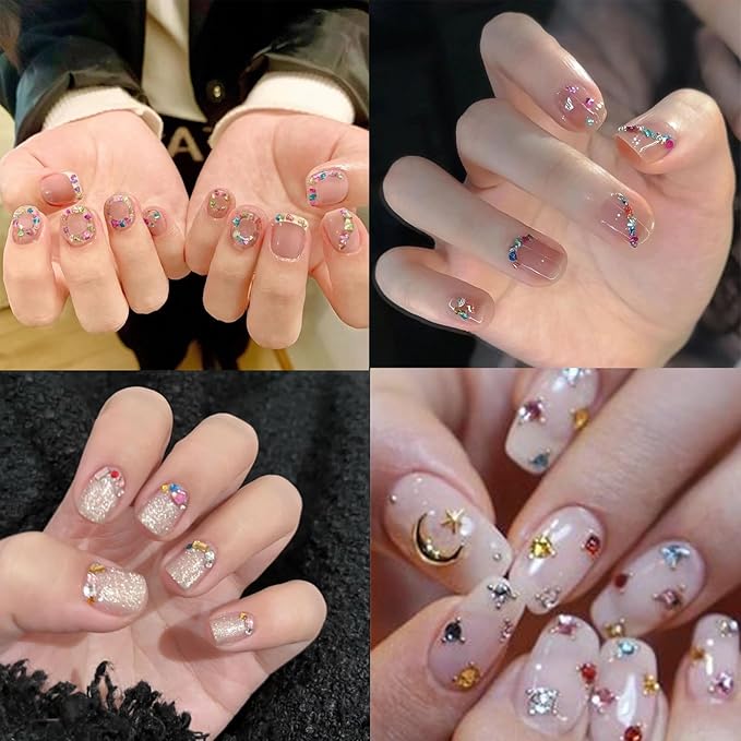 2000PCS Colorful Rhinestones Nail Art Charms Multi Shape Crystal Flat Back Nail Gems 3D Mini Heart Star Flower Nail Diamonds Kawaii Nail Crafts Acrylic Nail Rhinestone Diamonds for Women Nail