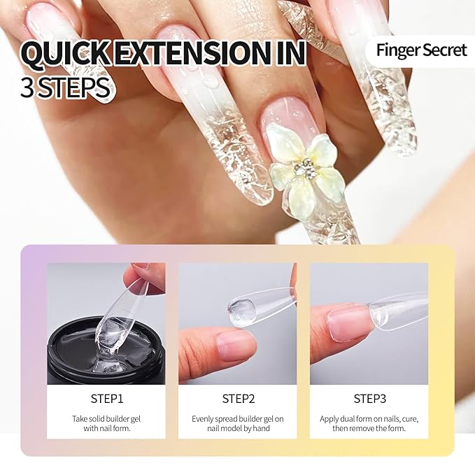 3D Gel Nail Art Kit-Yellow Aurora Solid Builder Gel for Nails 3D Sculpting Carving Building Modeling Hard Extension for Beginner DIY Salon at Home Cured Needed