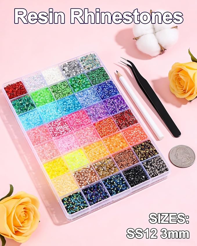Bedazzling Kit with Rhinestones and Gems, Resin Flatback Crystals with Glue and Tools for DIY Crafts, Colorful Jelly Beads and Stones Set for Nail Art, Clothes and Accessories