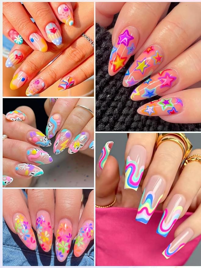EBANKU 12 Colors Nail Art Pens Set, Nail Polish Pens for Nail Art Quick Drying 3D Acrylic Paint Markers for Painting Dotting Liner Pen Nail Salon DIY