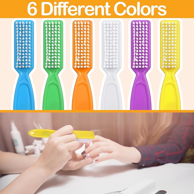 Mifoci 120 Pcs Handle Grip Nail Brush for Cleaning Fingernails Cleaner Scrub Brush Bulk Hand Cleaning Brushes Soft Stiff Bristles Pedicure Manicure Tools for Nail and Toe(Neon Color)