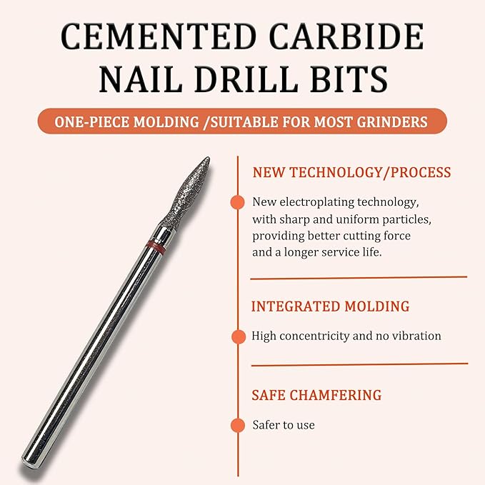 Nail Drill Bits, Diamond Cuticle Drill Bits for Electric Nail File, Cuticle Bits, Diamond Manicure Bits, Brocas para Drill Nails, 3/32 inch 30PCS Kit