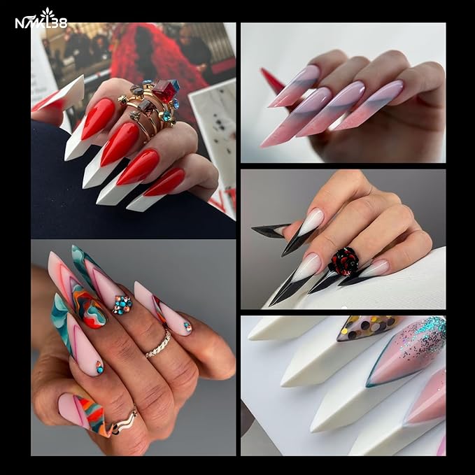 NMKL38 150PCS Dual Nail Forms 15 Sizes Extension Poly Nail Gel Full Cover Nail Molds With Scale