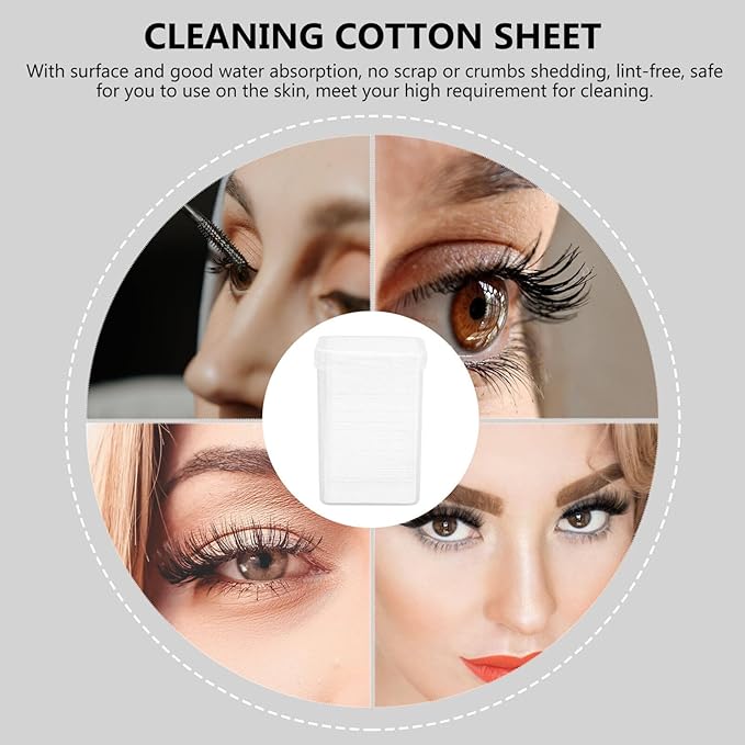 600pcs Cleaning Pads Nail Tools Lash Extensions Eyelash Wipers Removal Tool Eyelash for Extensions Lash Extension Cotton Major White