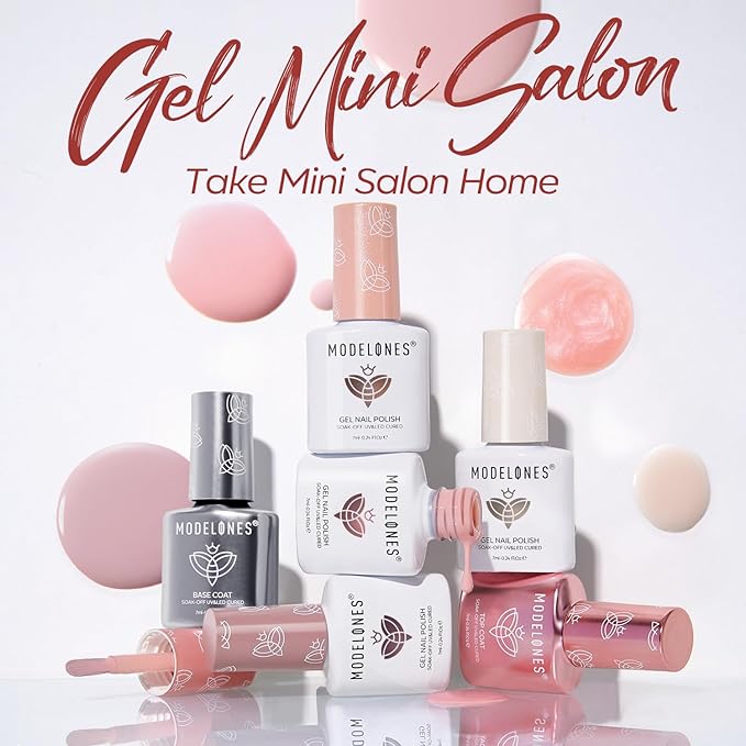 modelones15 ML Milky Pink Gel Nail Polish with 4 Colors Gel Mini Salon