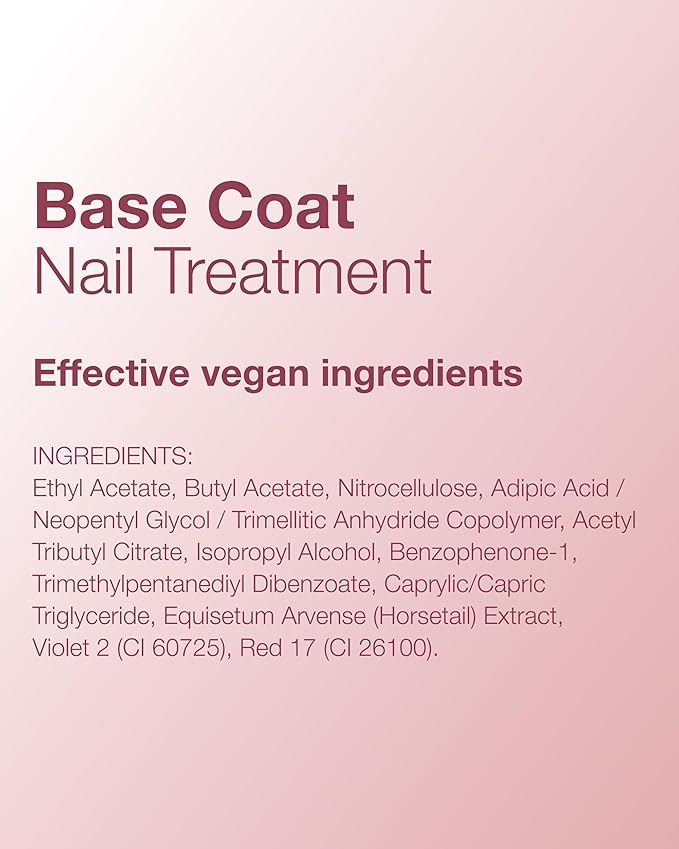 Mineral Fusion Base Coat Nail Treatment - Extend the Length of Manicures - Protect Against Chipping, Peeling Nail Polish - Long Lasting, Nail Strengthener - Vegan, No Harsh Ingredients - 0.33 Fl Oz
