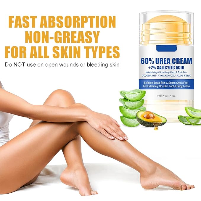 60% Urea plus 2% Salicylic Acid Foot Cream Moisturizer for Dry Cracked Feet Knees Elbows Hands Hydrates &Nourish Foot Care for Softens Skin Exfoliates Dead Skin Smoothing Skin Women and Men 1.41oz
