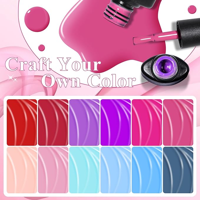 MEET ACROSS Gel Nail Polish Set 18Pcs Nude Gel Polish Set 15 Colors Red Pink Purple Sky Blue Nail Polish Kit Soak Off Nail Set Gifts for Women