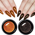 2Pcs Brown Copper Chrome Nail Powder Kit for Nails Shimmer Metallic Mirror Effect Orange Gold Glitter Pigment Dust Fall Dark Brown Copper Chrome Powder for Gel Nails Polish Design with Tools